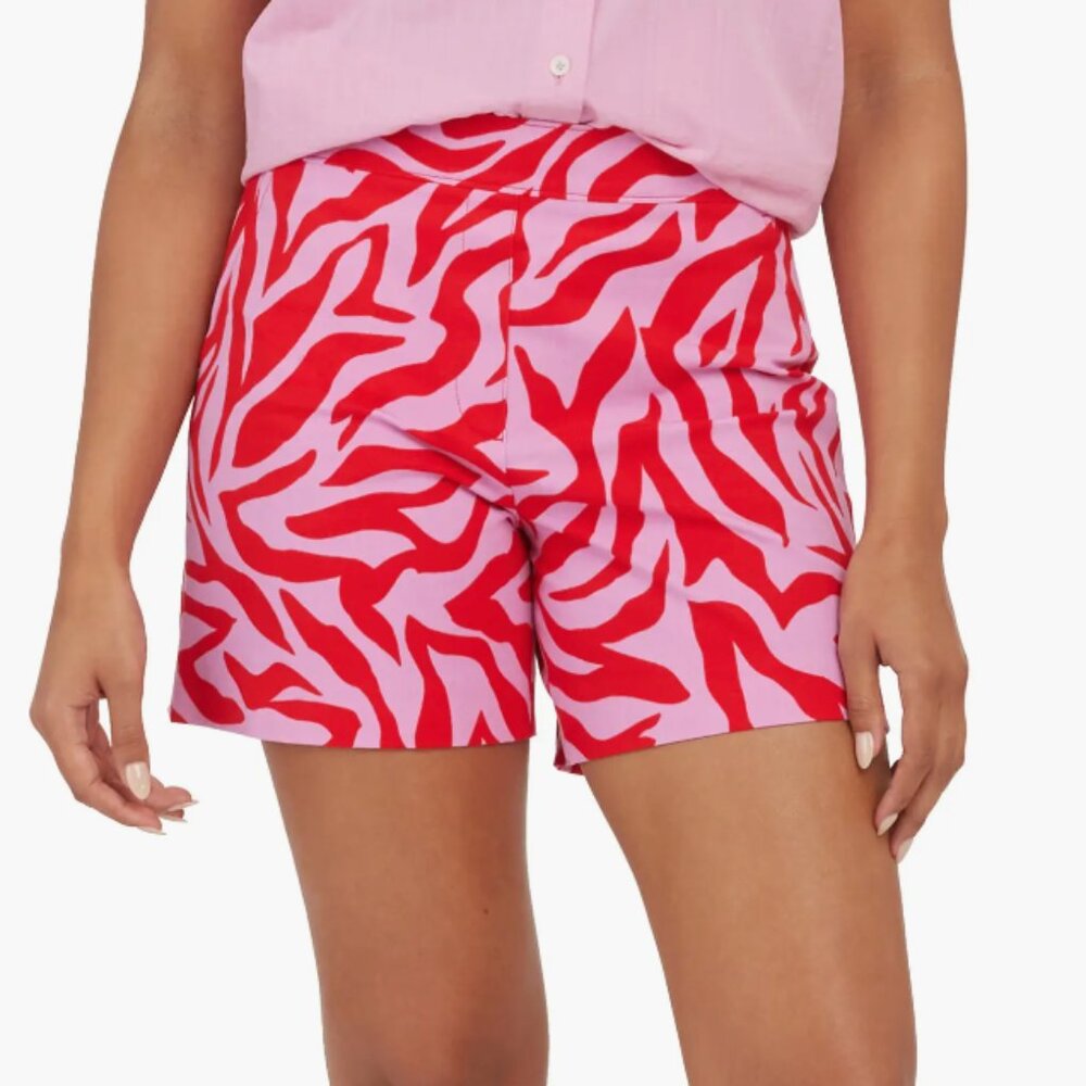 Spanx Size 2X Polished On The Go 6" Short in True Red Zebra Stripe Print